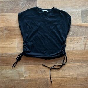 Black Ruched Side Women Top